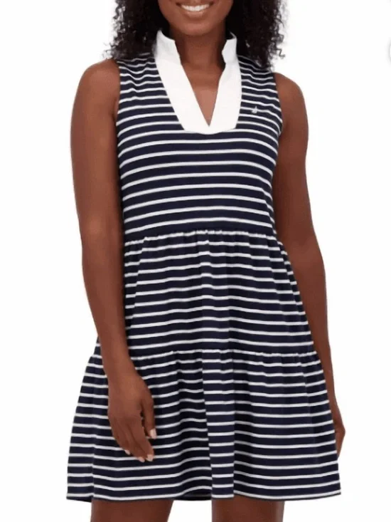 NAUTICA JEANS Blue White Tiered Collar Nautical Midi Dress Size XXL - Picture 2 of 10